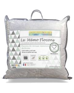OREILLER 60CM X 60CM  LINGE DES FAMILLES MEMO FLOCONS 60X60
