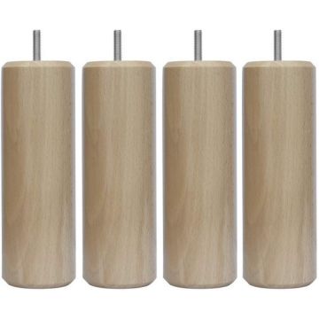 4 PIEDS A TIGE FILETEE POUR SOMMIER TAPISSIER MARGOT S455X150-VD8-FP-VN CYLIND