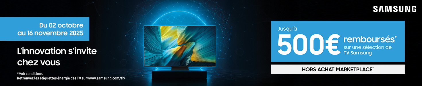 Offre de remboursement différé TV Samsung. Valable du 02 octobre au 16 novembre 2025