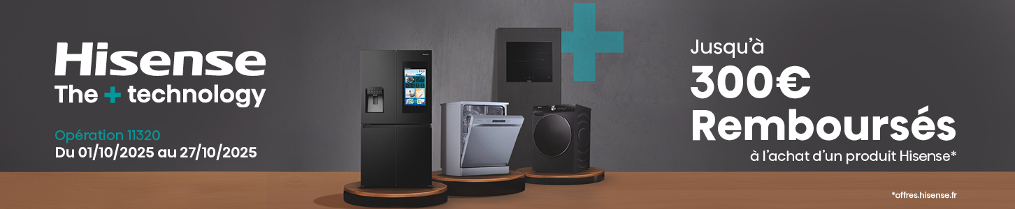 Offre de remboursement Hisense sur une sélection de produits Gros Electroménager : valable du 01 au 27 octobre